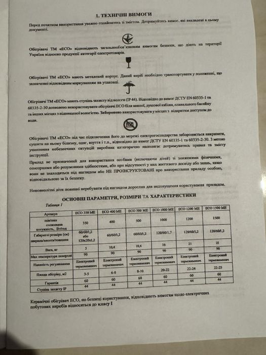 Обігрівач керамічний 1000 EcoTeplo