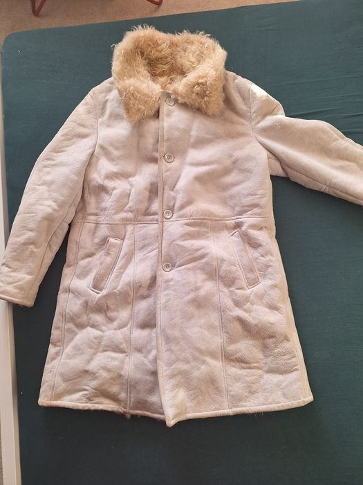 Kożuch naturalna skora unisex biala