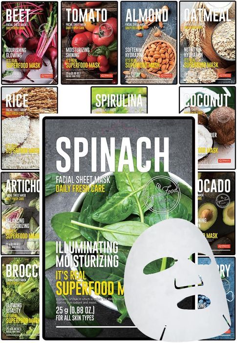 Maseczki w Płachcie do Twarzy 12 Sztuk Nawilżające Promienna Cera