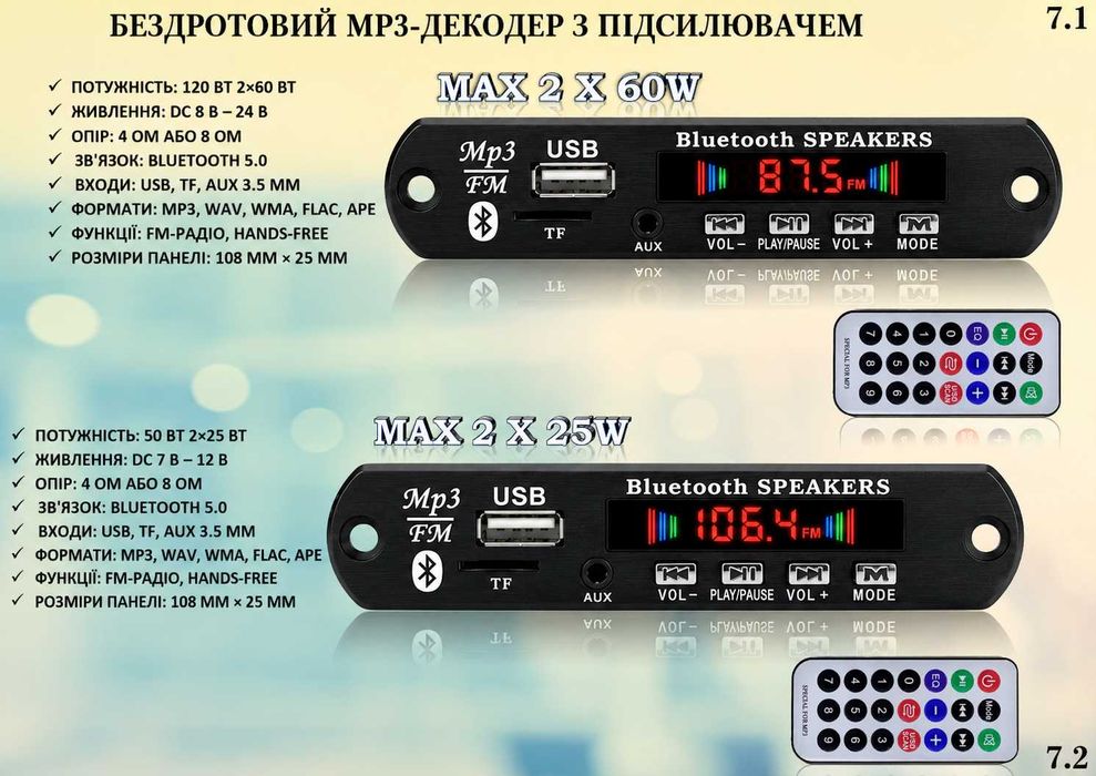 MP3 плеєр, модуль, декодер з пультом Bluetooth FM