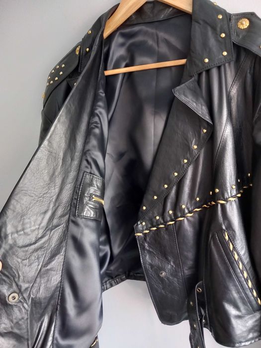 Skórzana czarna kurtka ramoneska skóra vintage