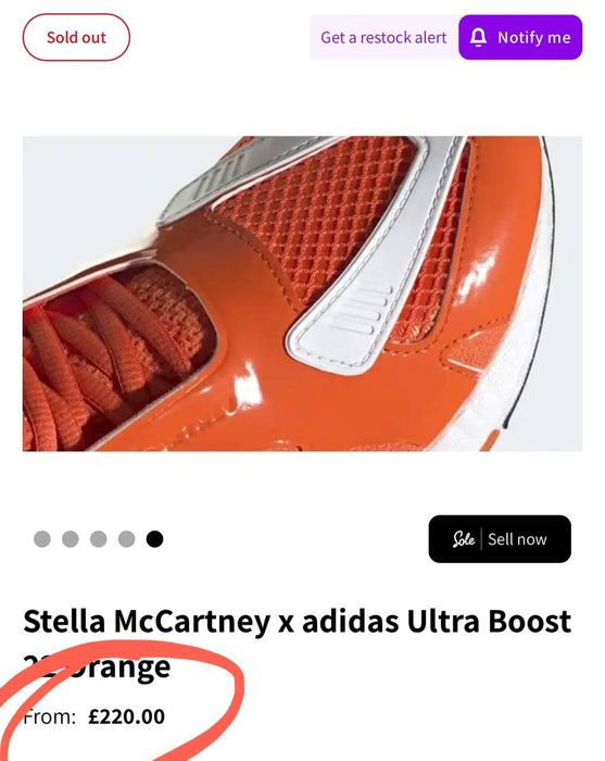 Жіночі помаранчеві кросівки кроссовки adidas by Stella McCartney Ultraboost 22 39р