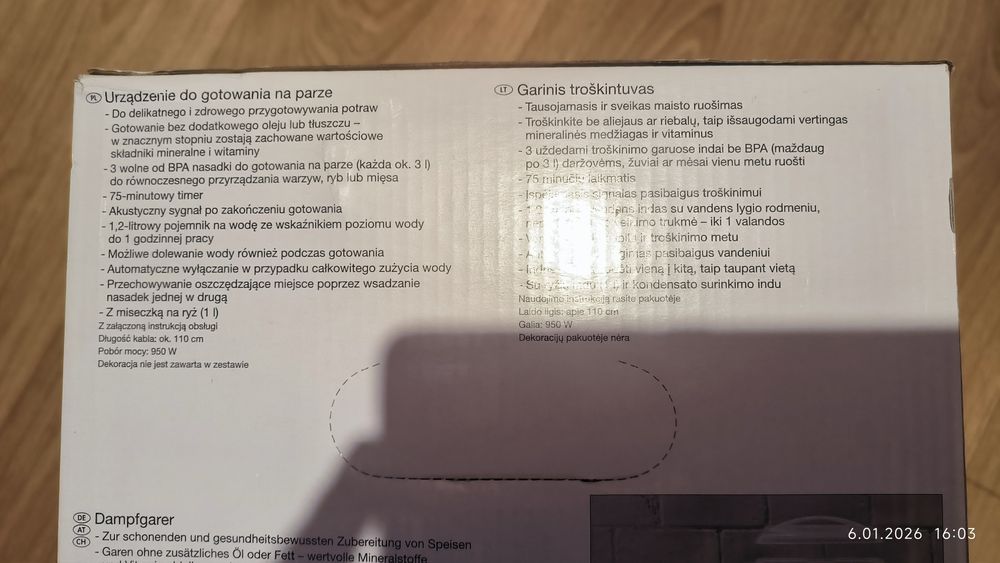 Darmowa wysyłka. Parowar Silvercrest SDG 950 C3 o mocy 950 W.