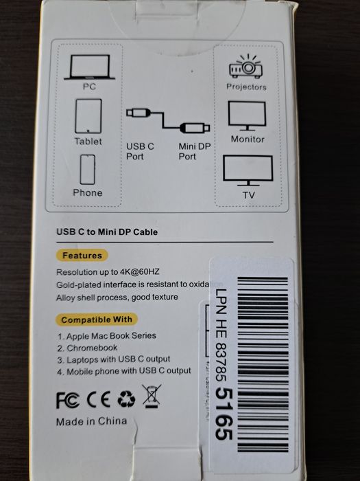 Kabel USB-C do Mini DisplayPort 4K 60Hz 1,8 m