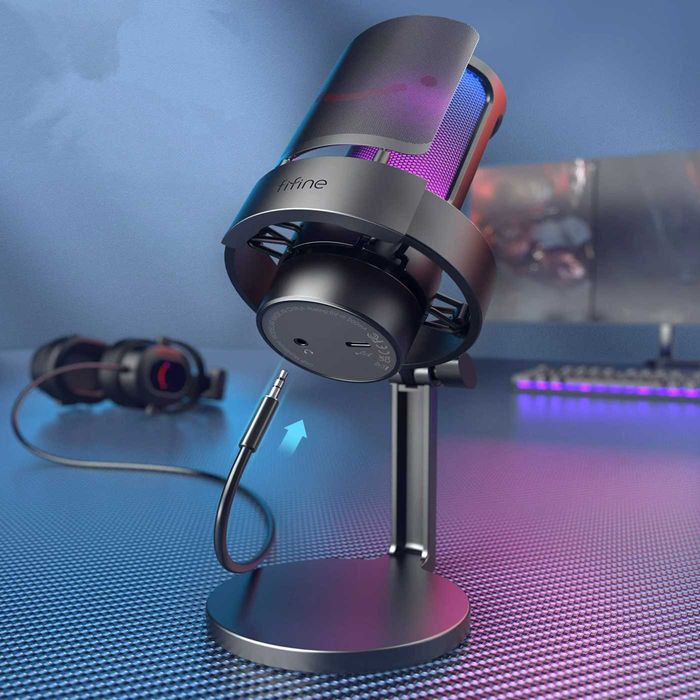 Микрофон для записи, студийный с RGB подсветкой мікрофон FIFINE A82