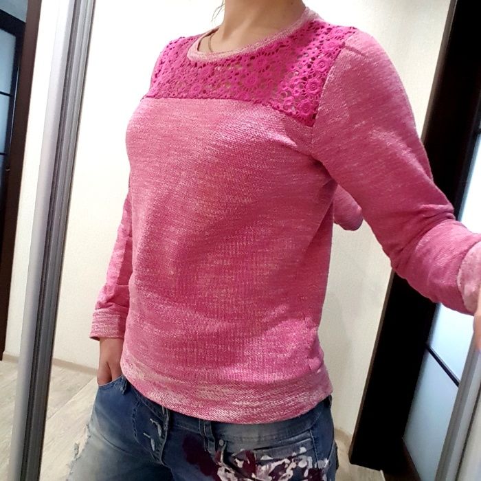 Свитер свитшот m&co розовый нежный украшен вышивкой на 12 13 лет next