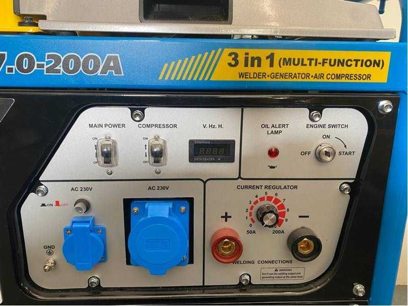 MOCNY Agregat prądotwórczy SWEDIC  5,5 kW + Sprężarka + Spawarka 200A