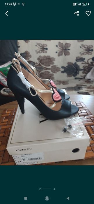 Czarne szpilki bez palców 37