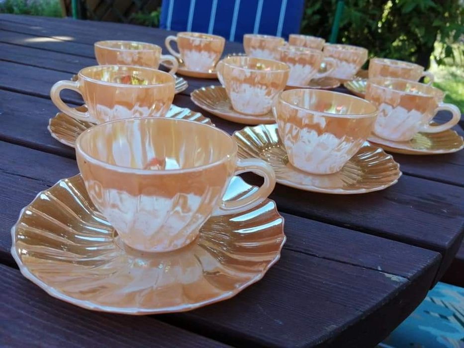 Porcelana filiżanki mleczna pomarańcz termoorisa