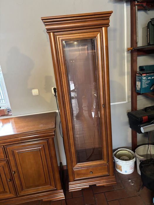 Drewniane Meble Komplet Komoda Szafka RTV Witrynka Lustro