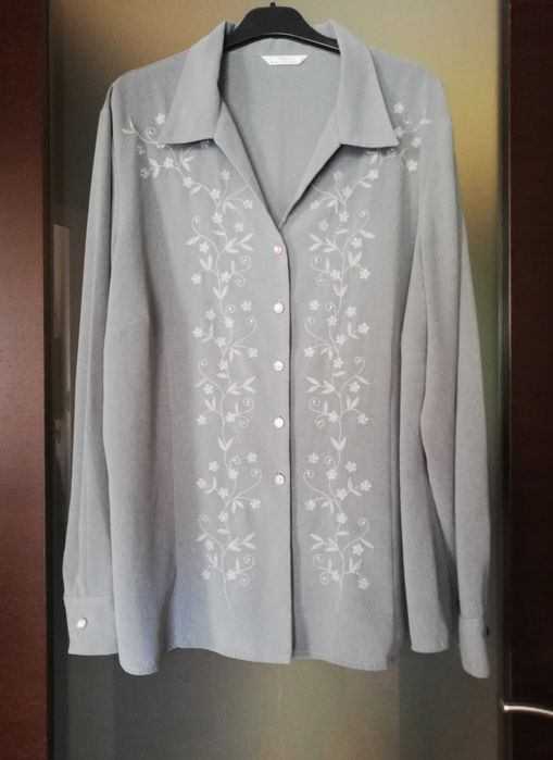 bluzka koszulowa damska taliowana 4XL  48 haftowana glamour styl retro