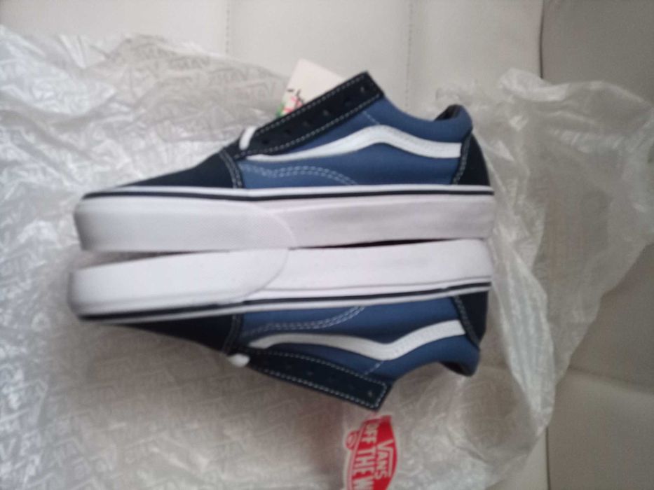 Vans old skool 36,5 navy elementy skórzane nowe Vansy granatowe