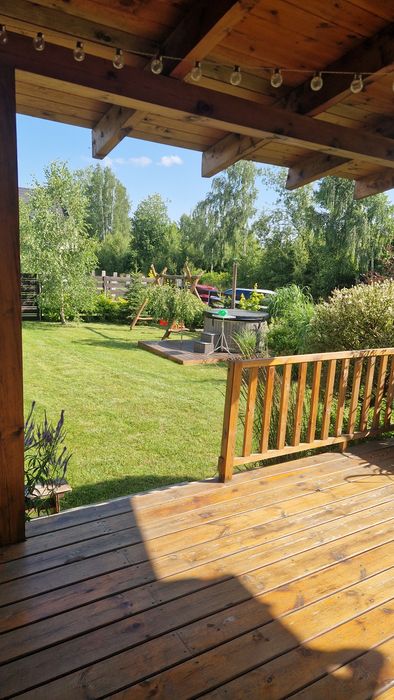 Dom z drewna Mrozy Wielkie. Blisko plaży gminnej, jacuzzi w cenie!