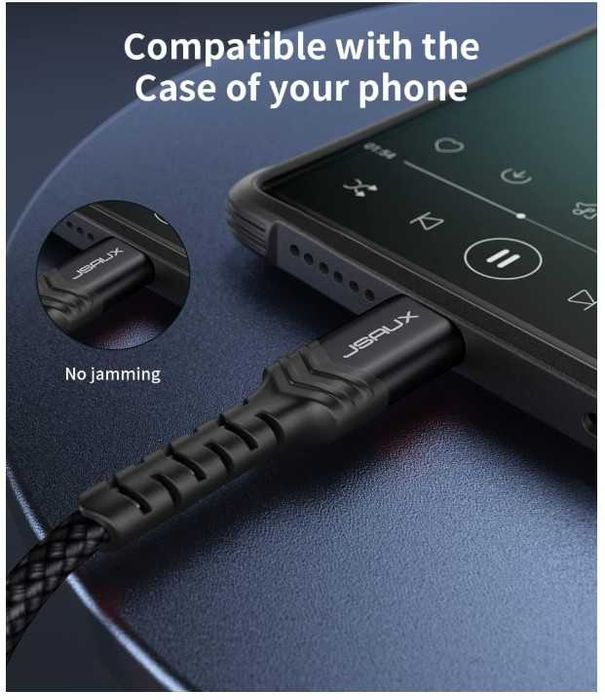 Kabel USB C na minijack 3.5mm 1m w oplocie JSAUX kolor szary