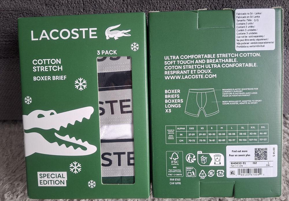 Труси боксери чоловічі LACOSTE.  Оригінал