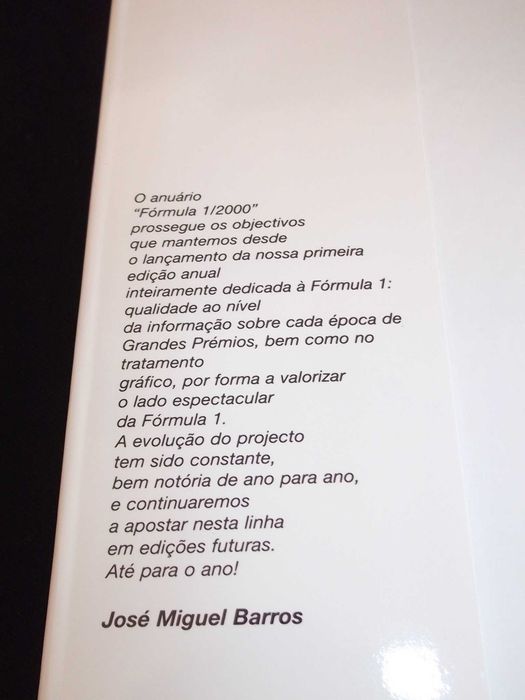 Livro Anuário Fórmula 1 2000 José Miguel Barros V12
