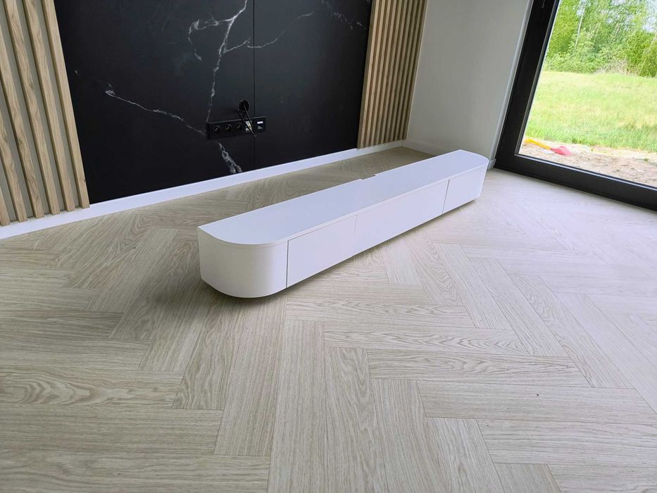 Nowoczesna szafka RTV 180 cm biała minimalistyczna