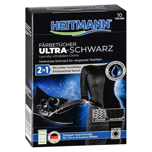 Серветки для прання Heitmann Ultra Schwarz для чорних речей, 10 шт