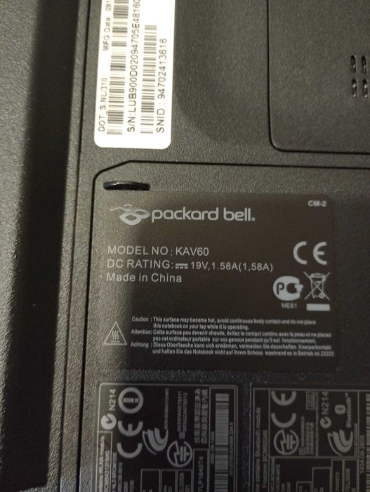 Laptop netbook Packard Bell