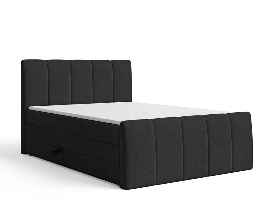 Łóżko kontynentalne tapicerowane BIANCO z materacami i pojemnikiem