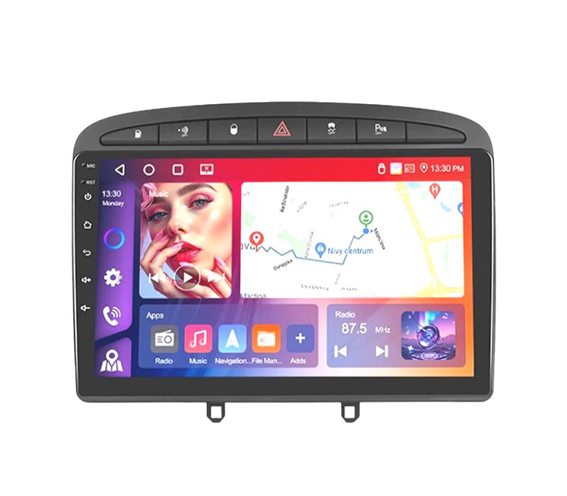 RÁDIO GPS 9'' ANDROID 13 PEUGEOT 308 / 408 07-15 4GB+64GB