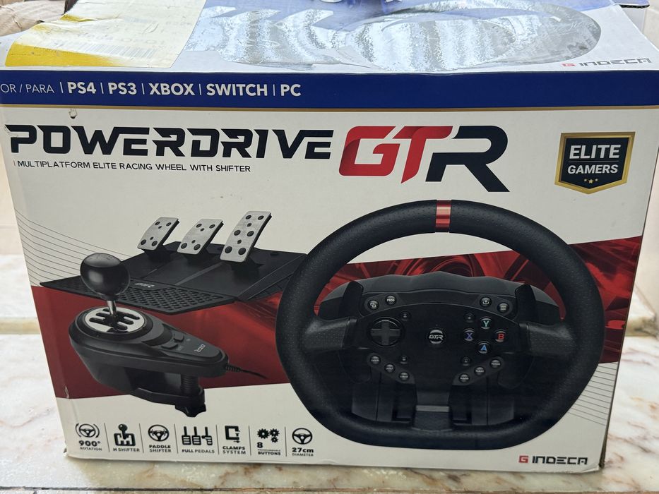 Volante com pedais e caixa de H shifter