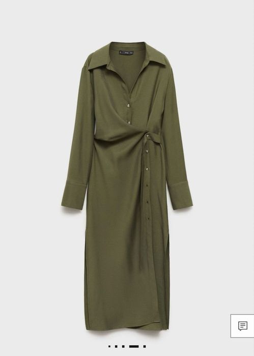 Платье макси mango с-м оливковое вискоза