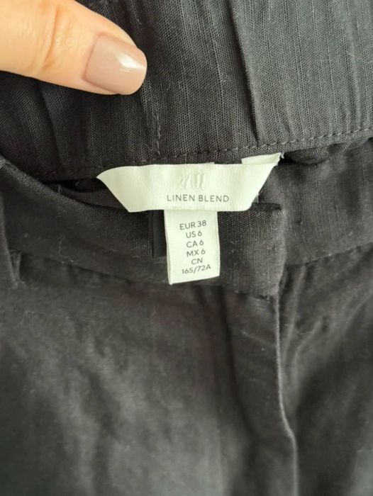 szorty lniane h&m linen blend czarne M