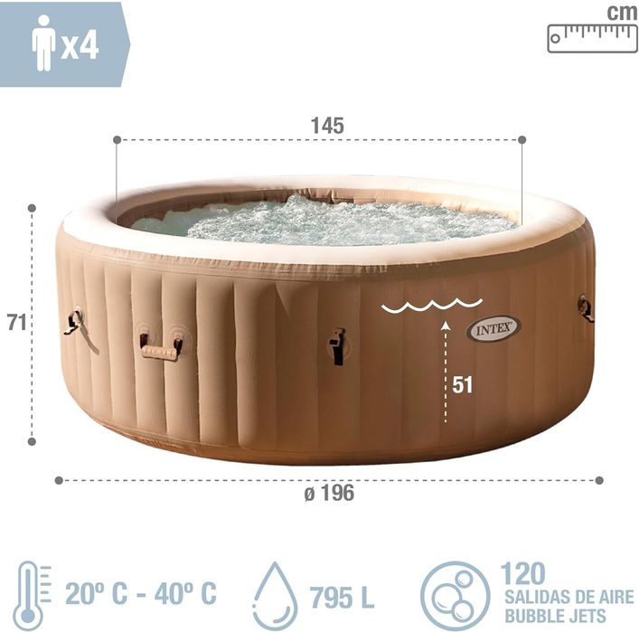 Intex PureSpa Spa 4 pessoas Bege piscina jacuzzi Insuflável