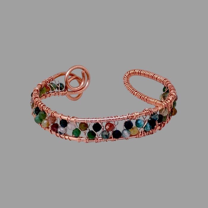 Bransoletka z czystej miedzi i Agatów Indyjskich