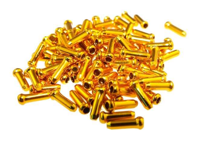Końcówki linki przerzutki/hamulcowej złote 10szt
