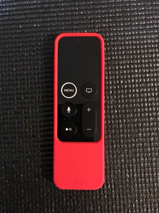 Capa compatível com Apple TV Siri remoto 4K (preto + vermelho)