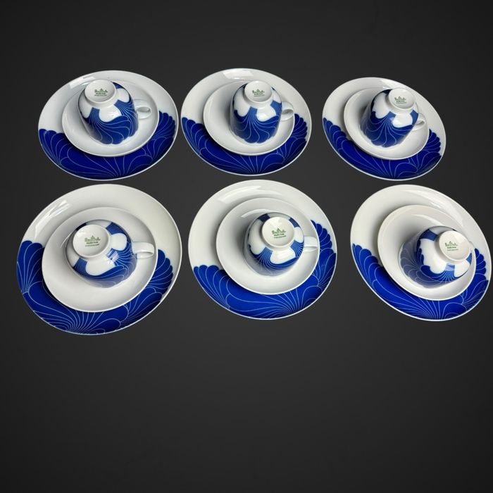 Serwis na 6os Rosenthal Studio-Line Karangel kobaltowe kwiaty B4/8241