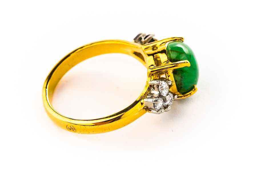 Złoty Pierścionek - 14K - 3,95g - SZMARAGD - DIAMENTY - Kraków