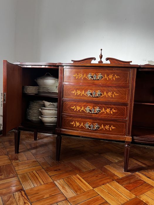 Conjunto 3 móveis de sala de cerejeira, estilo francês, embutidos