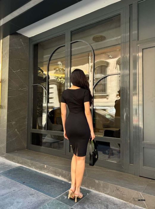 Sukienka damska nowoczesna midi czarna rozmiary