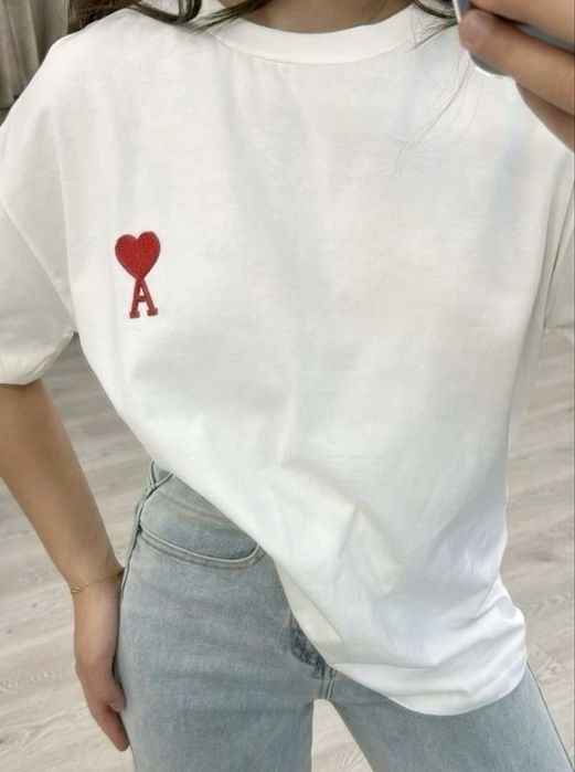 t-shirt Ami bialo czerwony