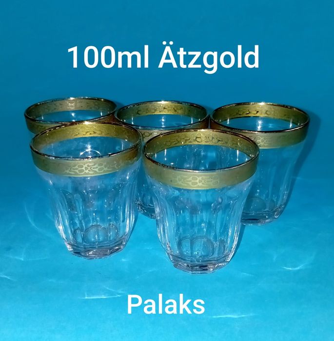 Szklanki, kieliszki Palaks komplet 5 szt złocone