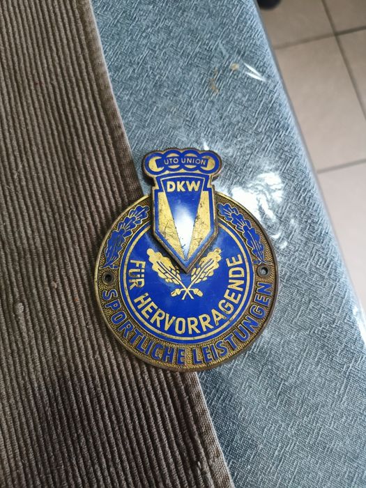 Rare Original Vintage Metal Logo of Auto Union DKW