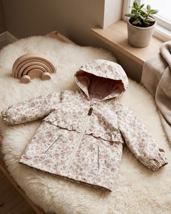 Wiatrówka Newbie w kwiaty z falbanką  |  r. 68