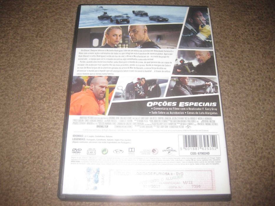 DVD "Velocidade Furiosa 8" com Vin Diesel