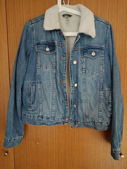 Casaco de ganga com pêlo interior Stradivarius