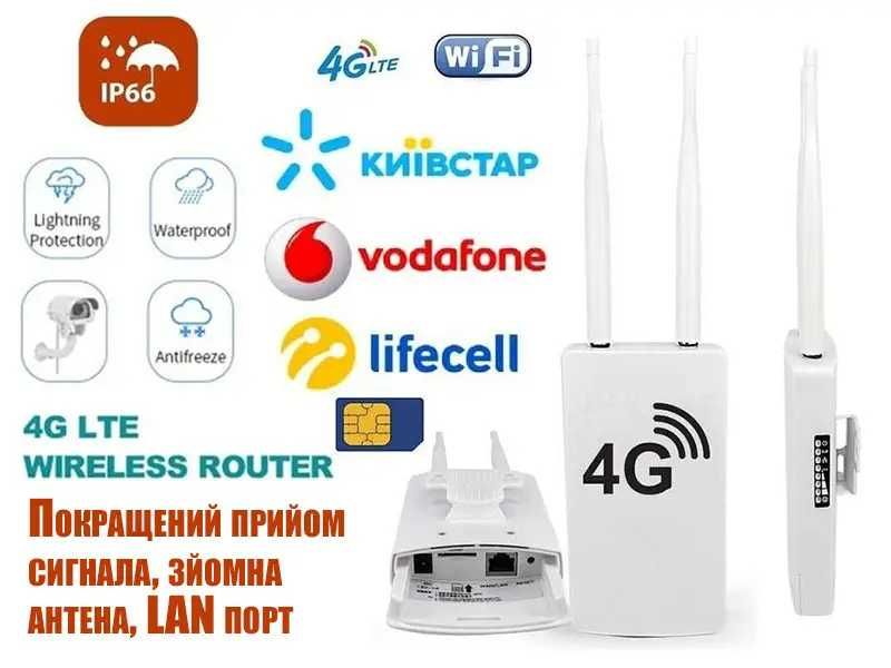 4G/3G WiFi Роутер - Інтернет для відеоспостереження / дачі, Вуличний