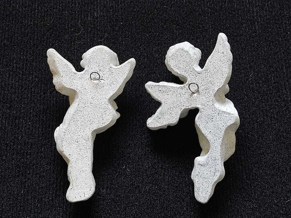 Estatuetas de pendurar figuras anjos músicos gesso imitação granito