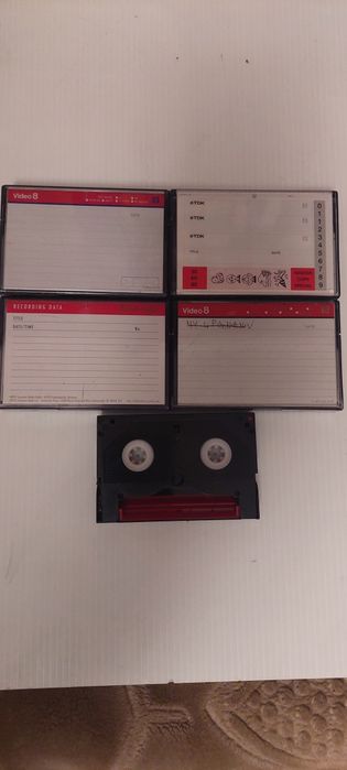 Kasety Video 8 Zestaw 5 sztuk.