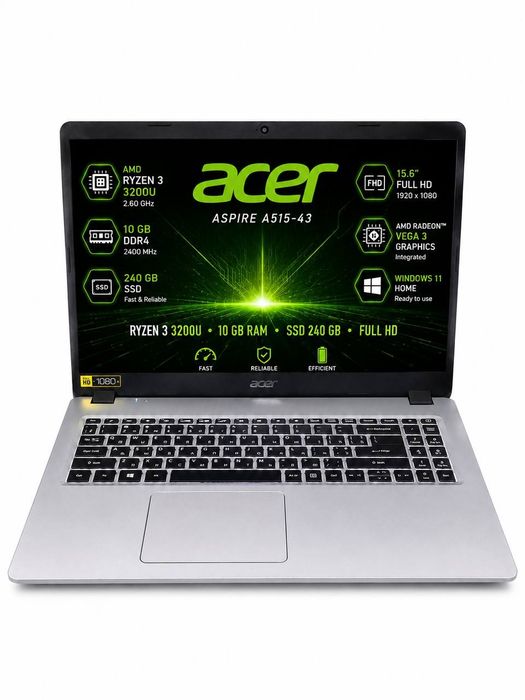Ноутбук Acer Aspire A515-43 15.6” Full HD / AMD Ryzen 3 3200U / 10GB RAM / SSD 256GB / Radeon Vega 3 / Windows 11