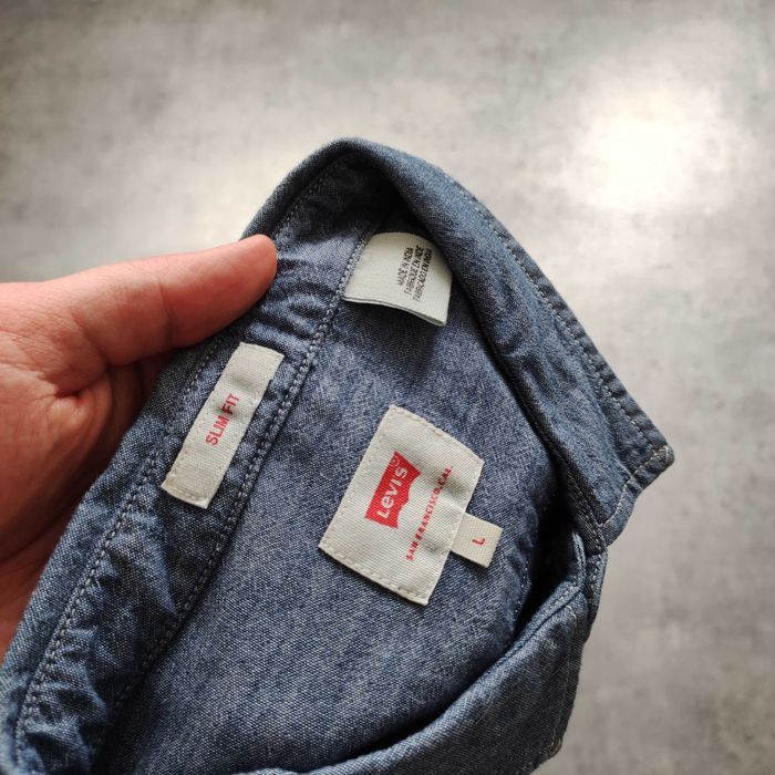 MĘSKA Elegancka Koszula PREMIUM Pocket Kieszonka Levis Bawełna Logo