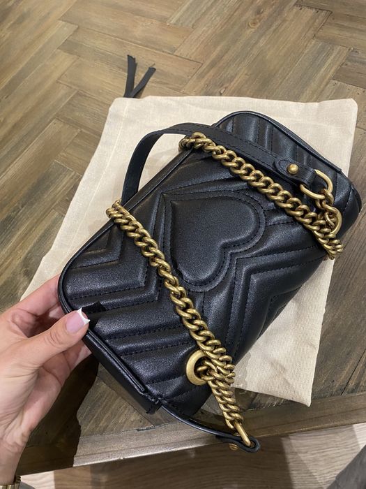 Gucci marmont mini 22 cm czarna torebka damska