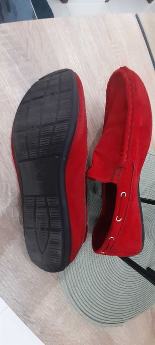 Buty męskie mokasyny czerwone 41
