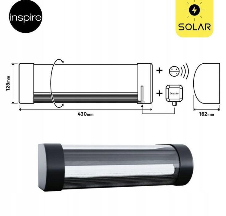 Nowy kinkiet solarny lampa solarna booster inspire Loma ip44 z akumula